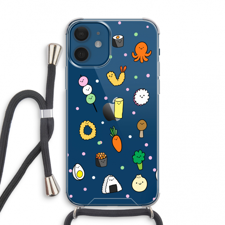 Happy bento friends: iPhone 12 mini Transparant Hoesje met koord