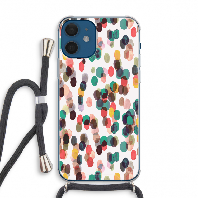 Tropical Dots: iPhone 12 mini Transparant Hoesje met koord