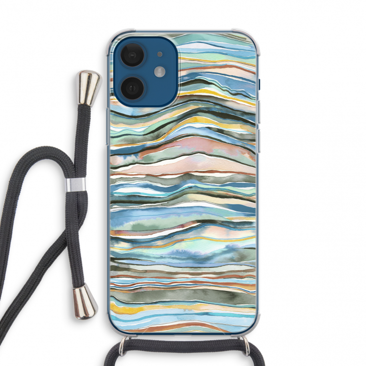 Watercolor Agate: iPhone 12 mini Transparant Hoesje met koord