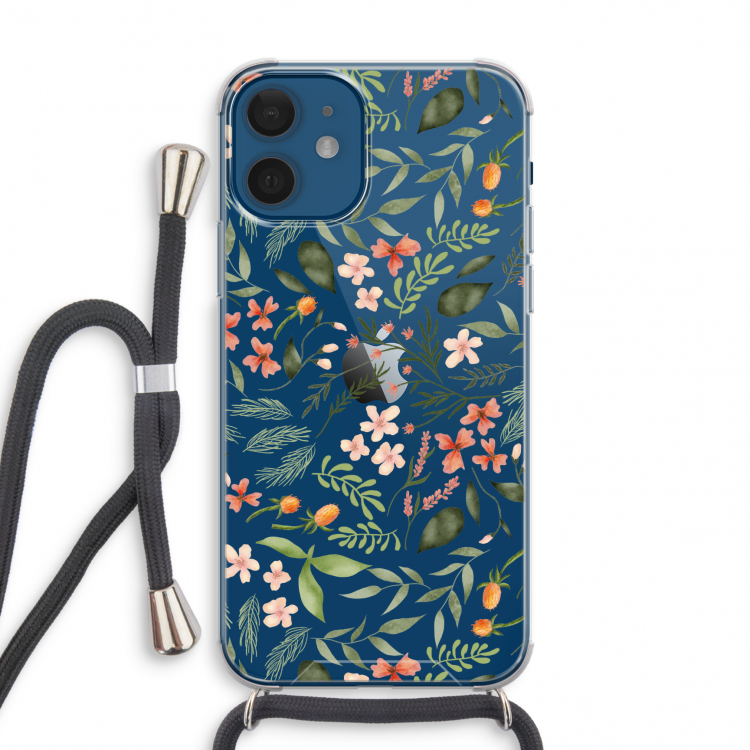 Sweet little flowers: iPhone 12 mini Transparant Hoesje met koord