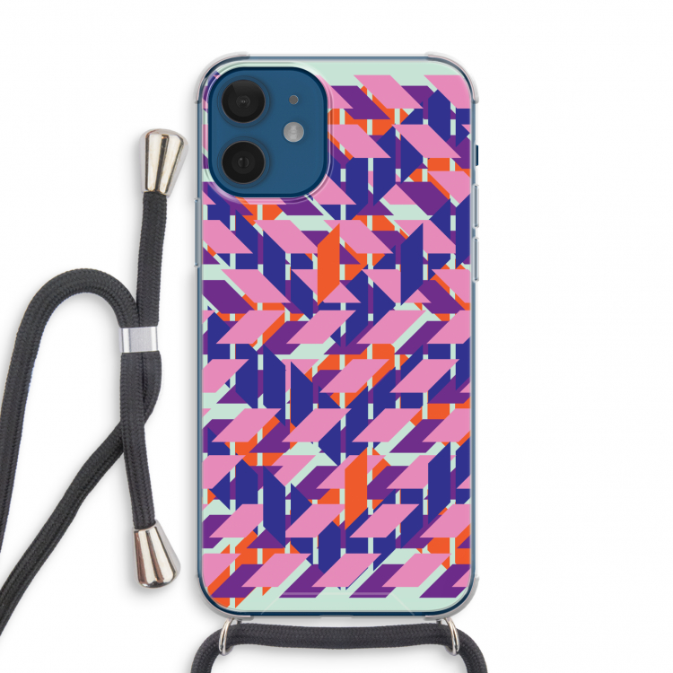 Skew Blush 3: iPhone 12 mini Transparant Hoesje met koord