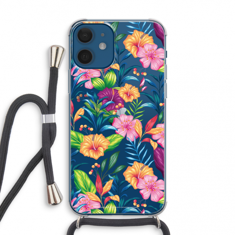 Tropisch 2: iPhone 12 mini Transparant Hoesje met koord