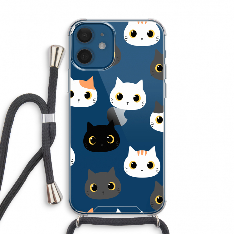 Katten: iPhone 12 mini Transparant Hoesje met koord