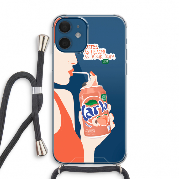 Peach please!: iPhone 12 mini Transparant Hoesje met koord