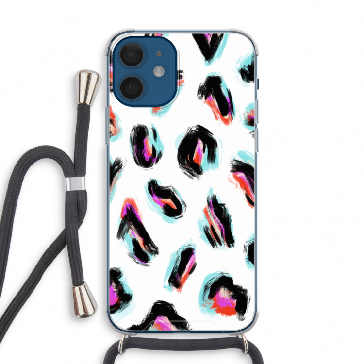 Cheetah color: iPhone 12 mini Transparant Hoesje met koord