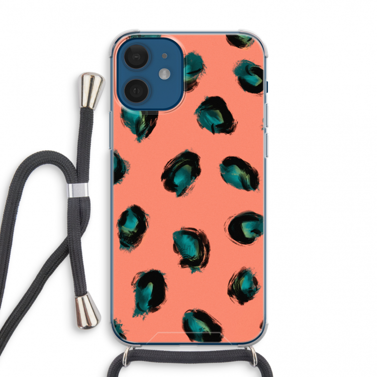 Pink Cheetah: iPhone 12 mini Transparant Hoesje met koord