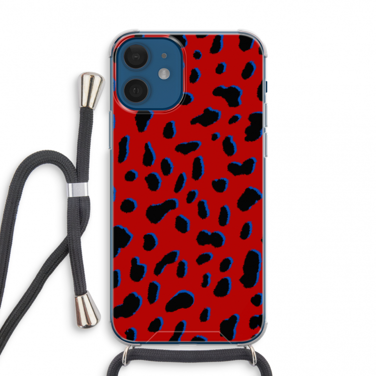Red Leopard: iPhone 12 mini Transparant Hoesje met koord