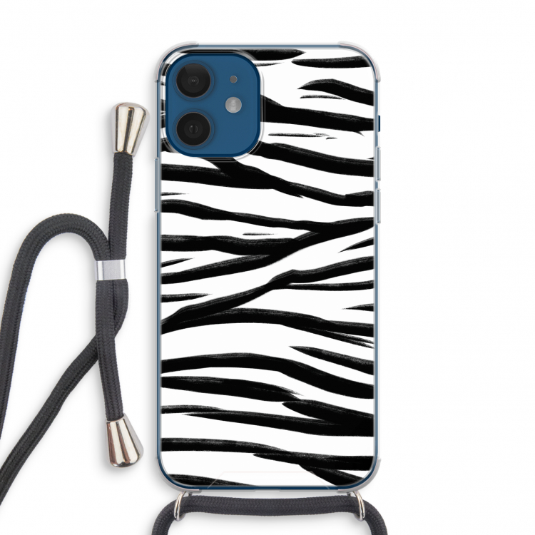 Zebra pattern: iPhone 12 mini Transparant Hoesje met koord