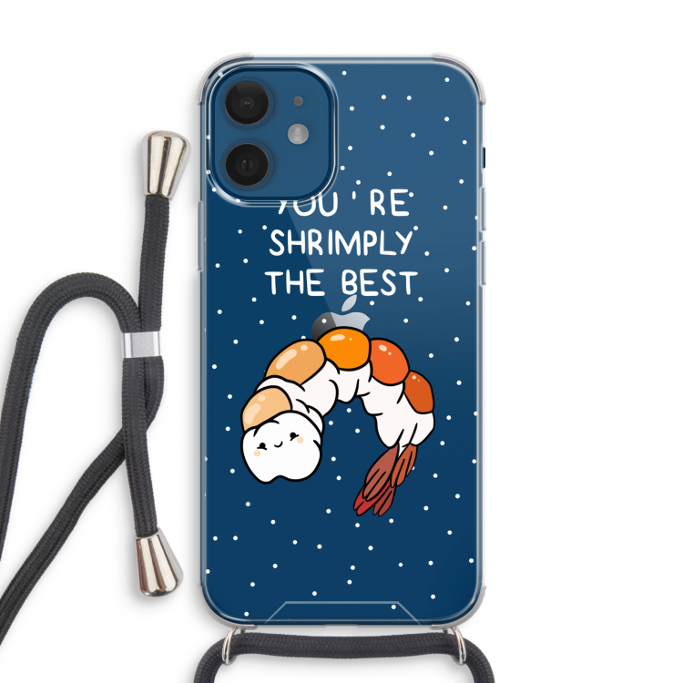 You're Shrimply The Best: iPhone 12 mini Transparant Hoesje met koord