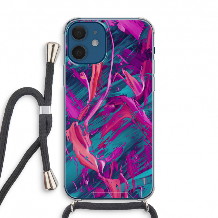 Pink Clouds: iPhone 12 mini Transparant Hoesje met koord