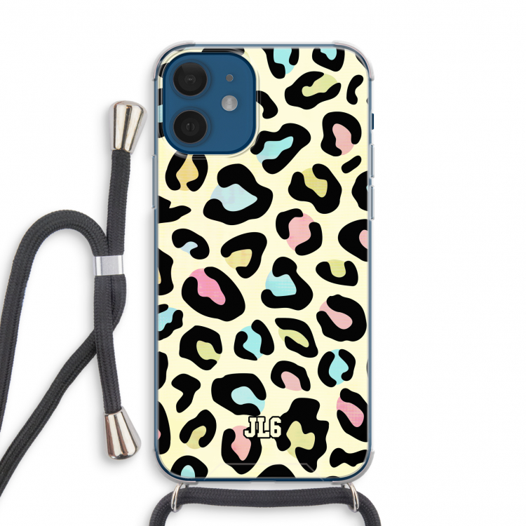 Leopard pattern: iPhone 12 mini Transparant Hoesje met koord