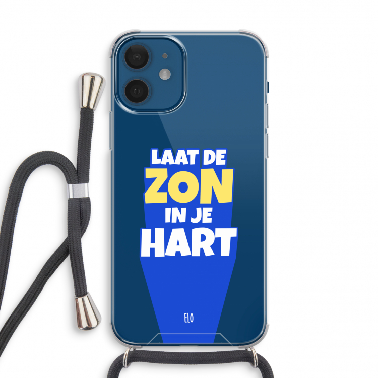 Laat de zon in je hart: iPhone 12 mini Transparant Hoesje met koord