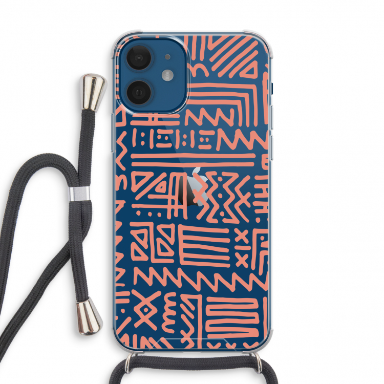 Marrakech Pink: iPhone 12 mini Transparant Hoesje met koord