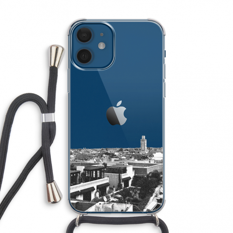 Marrakech Skyline : iPhone 12 mini Transparant Hoesje met koord
