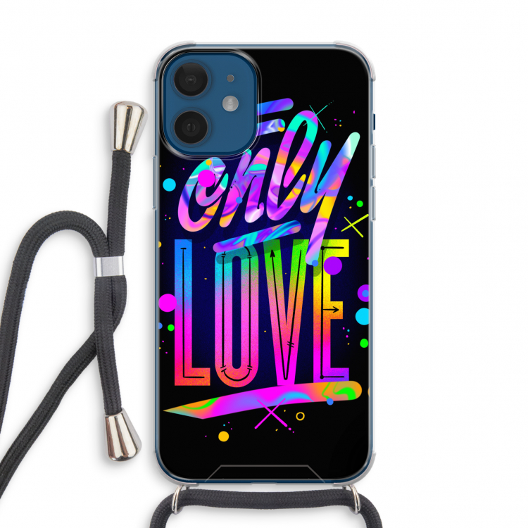 Only Love: iPhone 12 mini Transparant Hoesje met koord