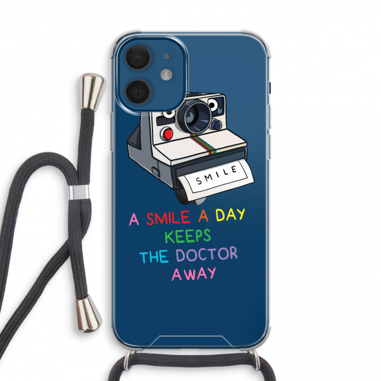 Smile: iPhone 12 mini Transparant Hoesje met koord