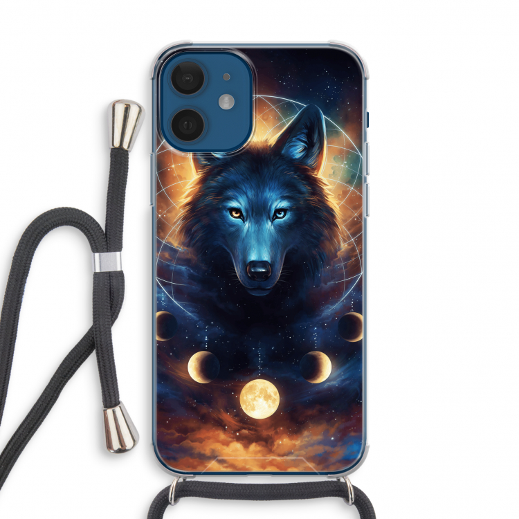 Wolf Dreamcatcher: iPhone 12 mini Transparant Hoesje met koord