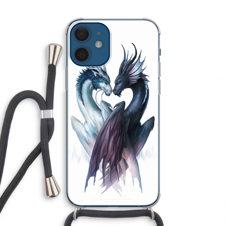 Yin Yang Dragons: iPhone 12 mini Transparant Hoesje met koord