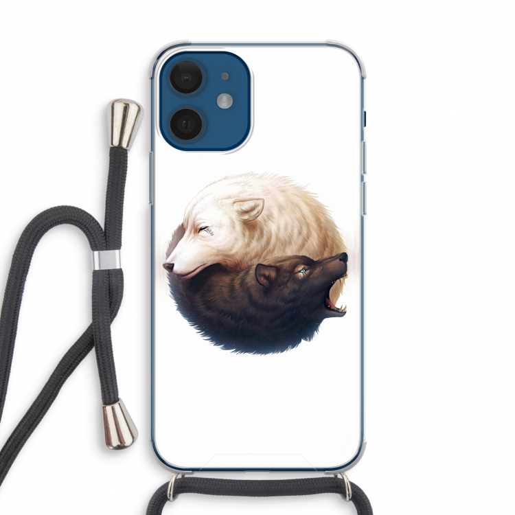 Yin Yang Wolves: iPhone 12 mini Transparant Hoesje met koord