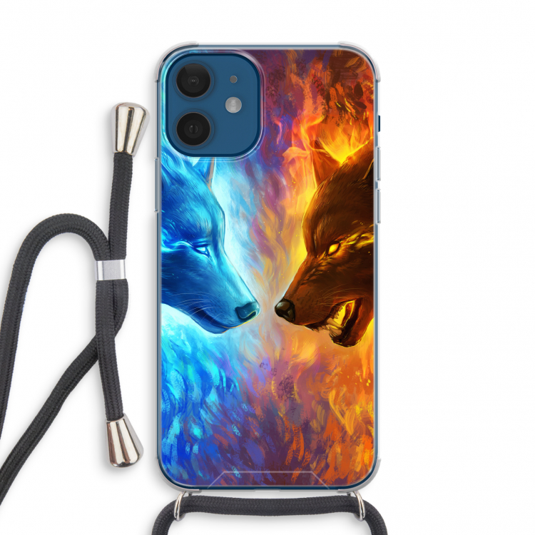 Fire & Ice: iPhone 12 mini Transparant Hoesje met koord