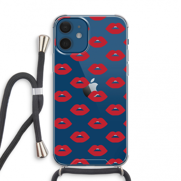 Lips: iPhone 12 mini Transparant Hoesje met koord