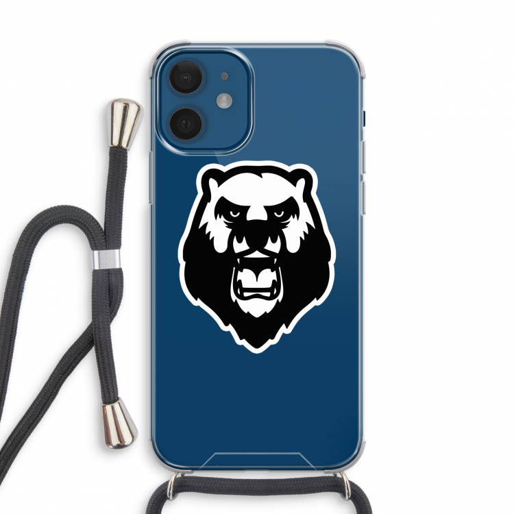 Angry Bear (white): iPhone 12 mini Transparant Hoesje met koord