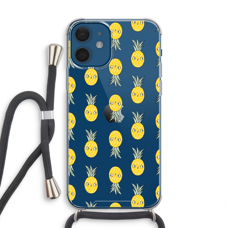 Ananas: iPhone 12 mini Transparant Hoesje met koord