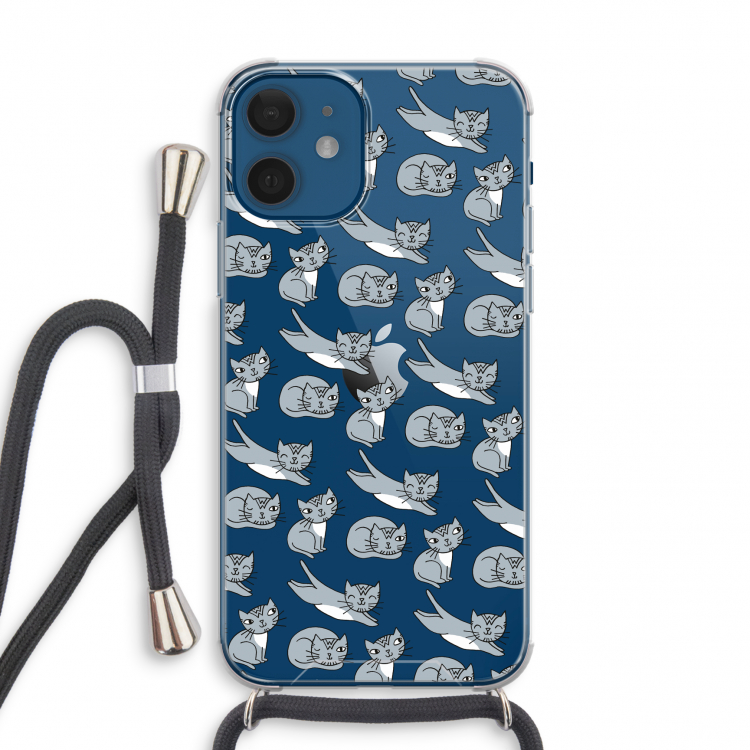Poezen: iPhone 12 mini Transparant Hoesje met koord