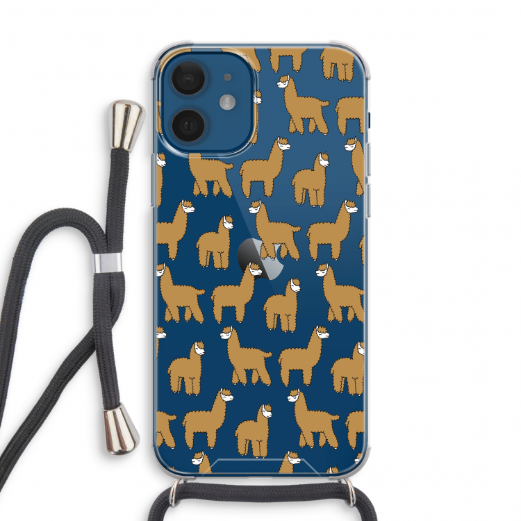 Alpacas: iPhone 12 mini Transparant Hoesje met koord