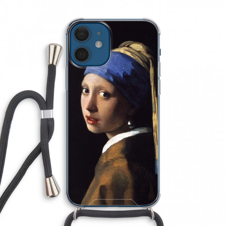 The Pearl Earring: iPhone 12 mini Transparant Hoesje met koord