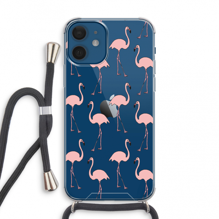 Anything Flamingoes: iPhone 12 mini Transparant Hoesje met koord