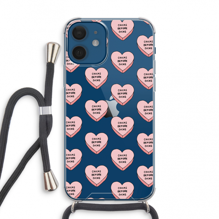 Chicks before dicks: iPhone 12 mini Transparant Hoesje met koord