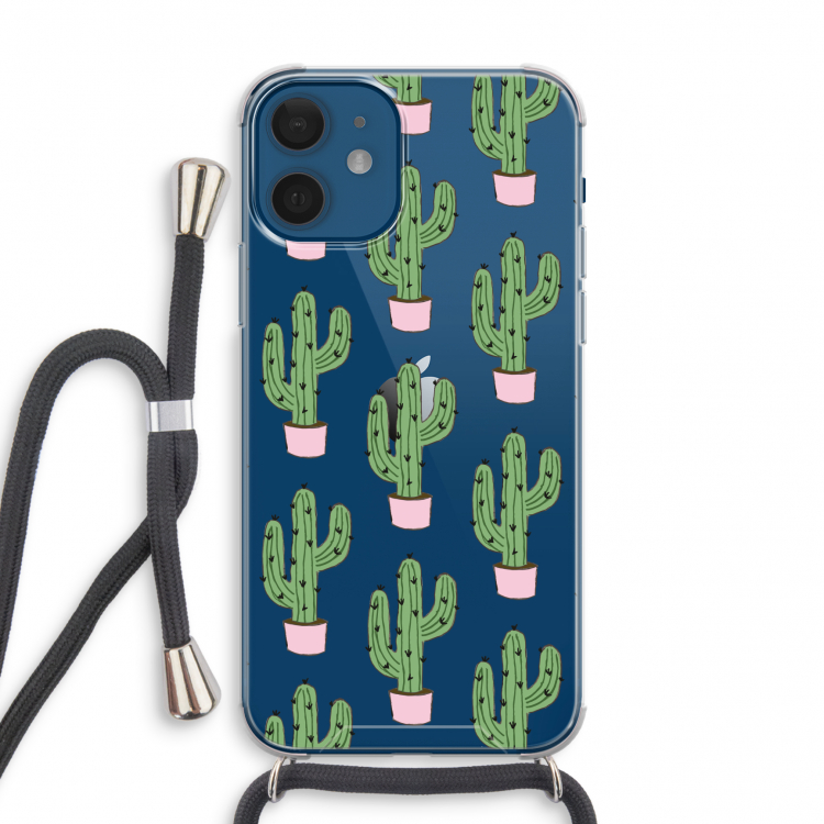 Cactus Lover: iPhone 12 mini Transparant Hoesje met koord