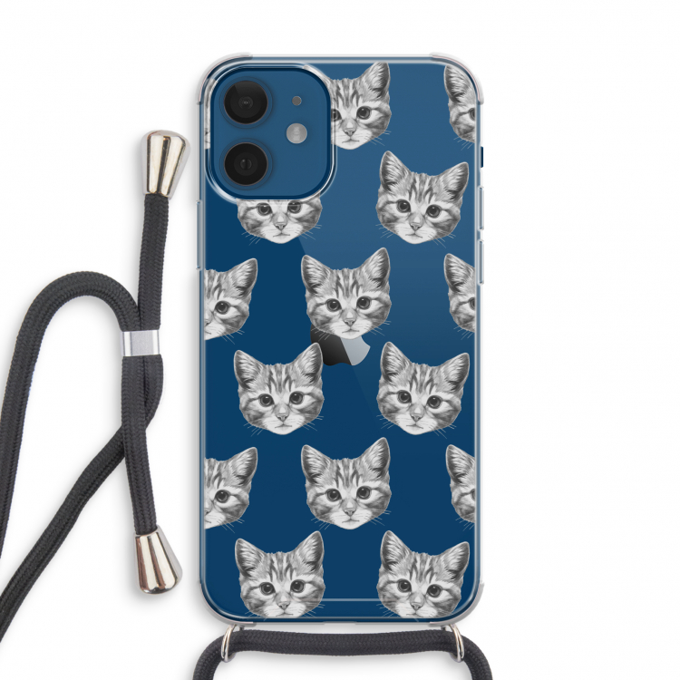 Kitten: iPhone 12 mini Transparant Hoesje met koord
