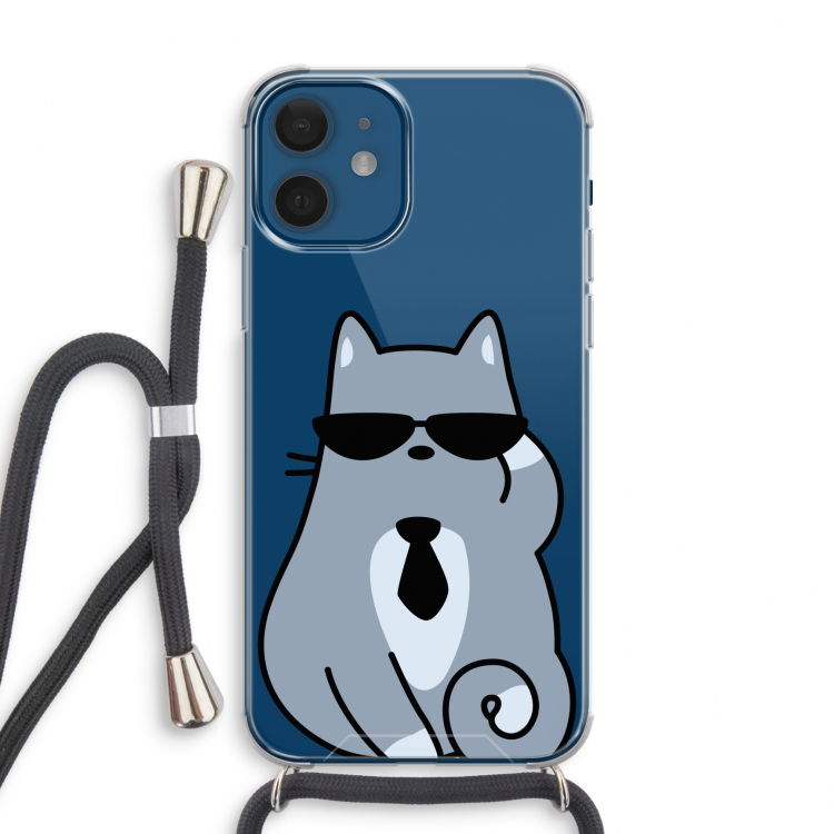 Cool cat: iPhone 12 mini Transparant Hoesje met koord