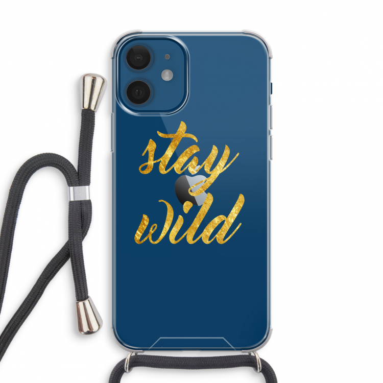 Stay wild: iPhone 12 mini Transparant Hoesje met koord