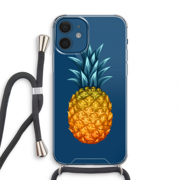 Grote ananas: iPhone 12 mini Transparant Hoesje met koord