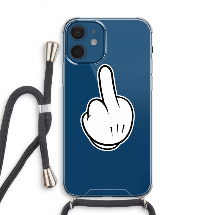 Middle finger white: iPhone 12 mini Transparant Hoesje met koord