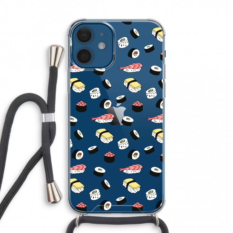Sushi time: iPhone 12 mini Transparant Hoesje met koord