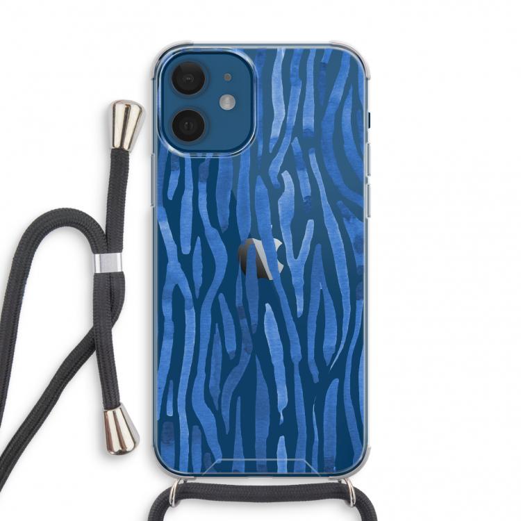 Blauwe nerven: iPhone 12 mini Transparant Hoesje met koord