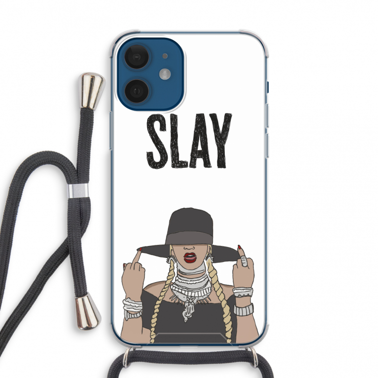 Slay All Day: iPhone 12 mini Transparant Hoesje met koord