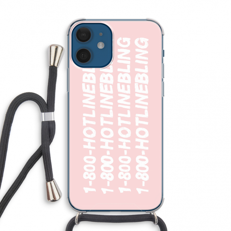 Hotline bling pink: iPhone 12 mini Transparant Hoesje met koord