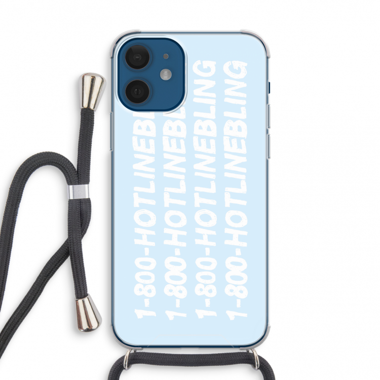 Hotline bling blue: iPhone 12 mini Transparant Hoesje met koord