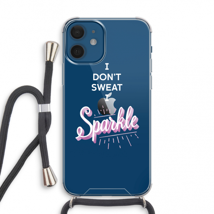 Sparkle quote: iPhone 12 mini Transparant Hoesje met koord