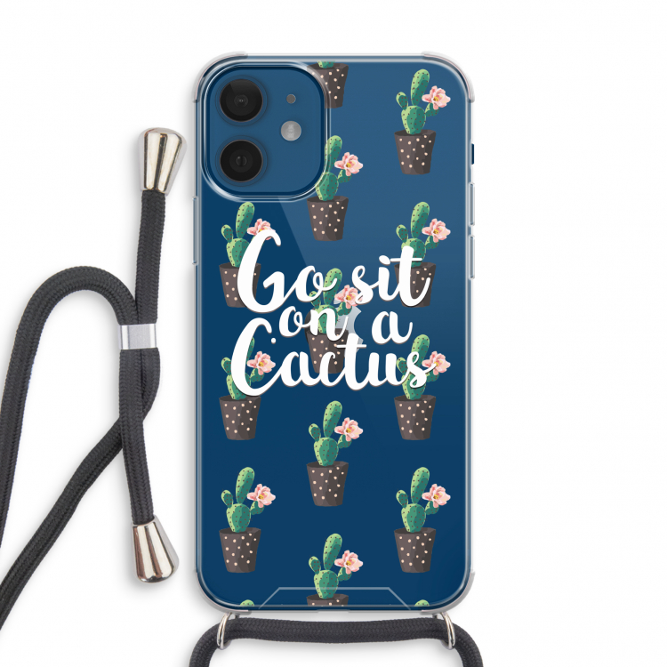 Cactus quote: iPhone 12 mini Transparant Hoesje met koord
