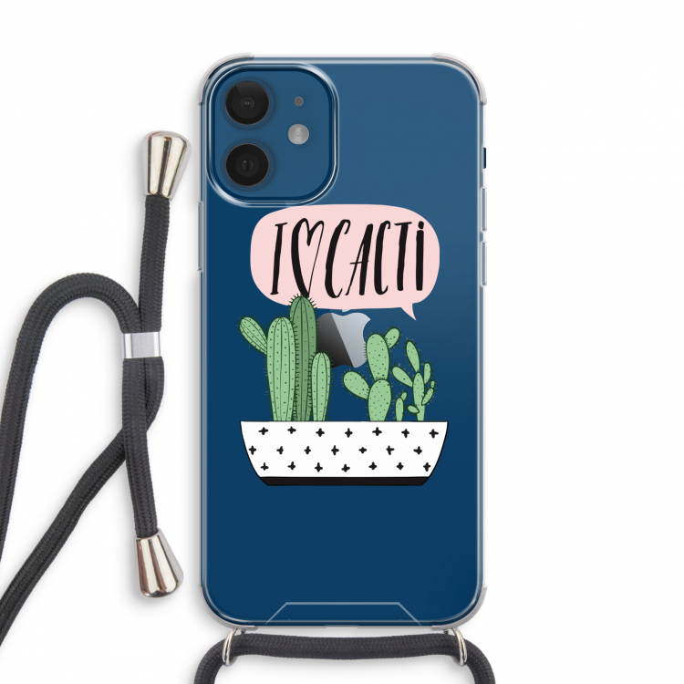I love cacti: iPhone 12 mini Transparant Hoesje met koord