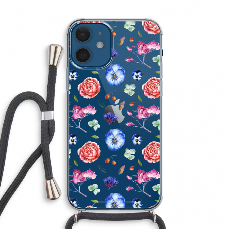 Bloemetjes: iPhone 12 mini Transparant Hoesje met koord