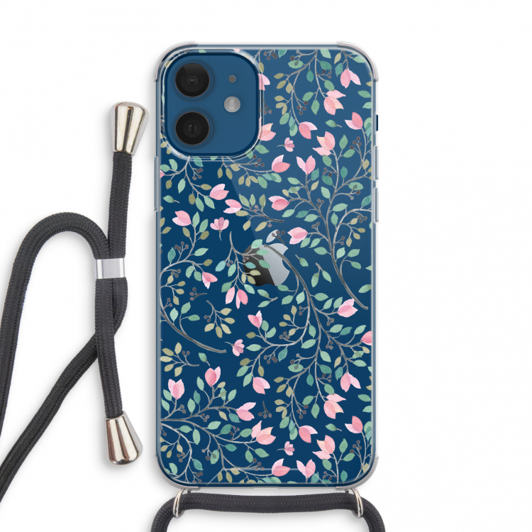 Sierlijke bloemen: iPhone 12 mini Transparant Hoesje met koord