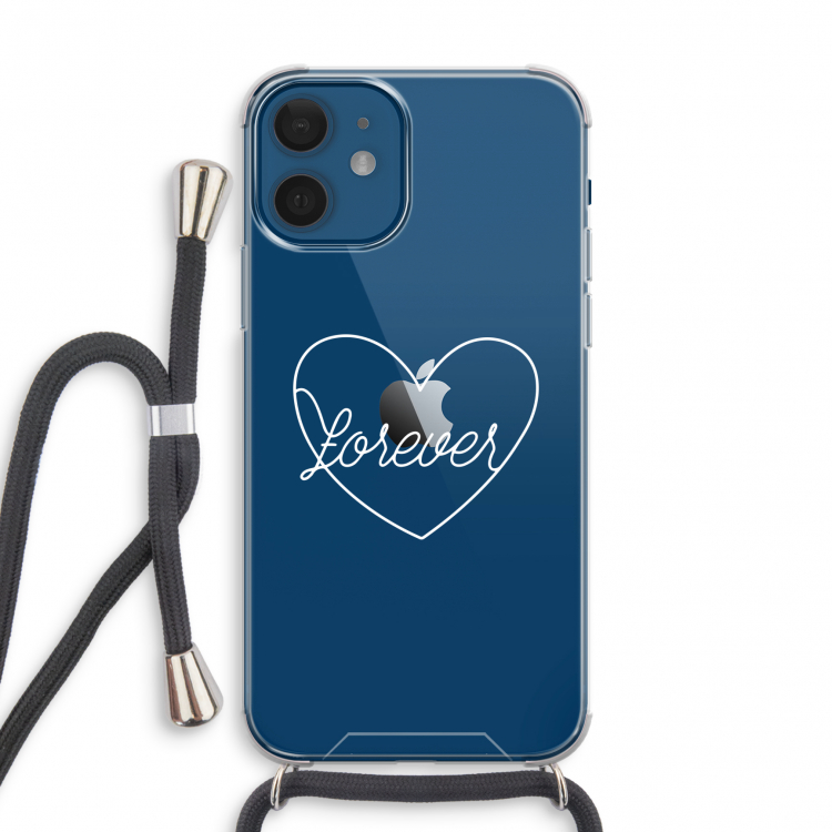 Forever heart pastel: iPhone 12 mini Transparant Hoesje met koord