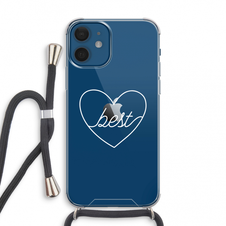 Best heart pastel: iPhone 12 mini Transparant Hoesje met koord